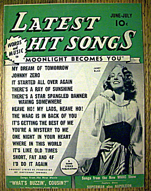 Latest Hit Songs June-july 1943 Janet Blair Cover