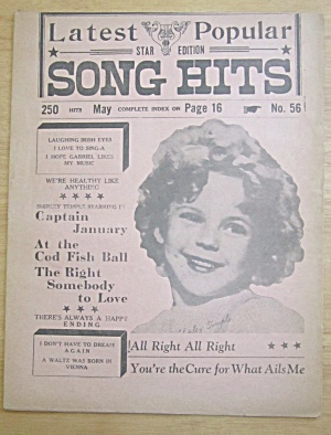 1930's Song Hits With Shirley Temple Cover