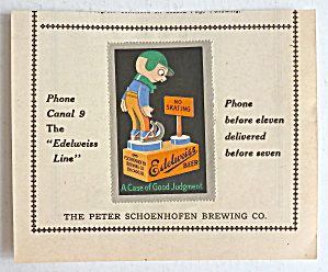 1920s Edelweiss Beer Peter Schoenhofen Chicago Stamp Ad