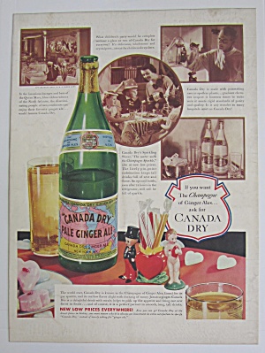1937 Canada Dry Ginger Ale With Bottle Of Ginger Ale
