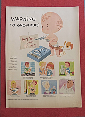 1957 Q - Tips With Baby Holding Gun To Q-tip Sign