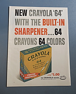 1958 Crayola Crayons W/ Crayola 64 Crayons W/ Sharpener