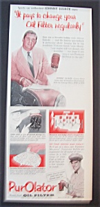 1953 Purolator Oil Filter With Johnny Lujack