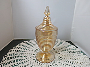 Vintage Hazel Atlas Glass Pedestal Candy Dish Marigold