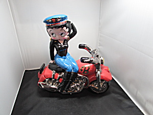 Betty Boop Biker On Motorcycle Cookie Jar Clay Art 2000