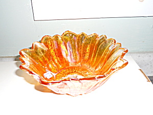 Indiana Marigold Carnival Glass Bowl Floral