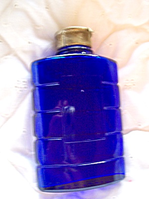 Cobalt Blue Glass Bourjois Evening In Paris Talcum Powder Bottle