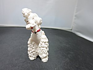Spaghetti Poodle Standing Red Collar Broken And Glued On Neck
