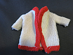 Vintage Barbie Doll Coat White With Red Faux Fur