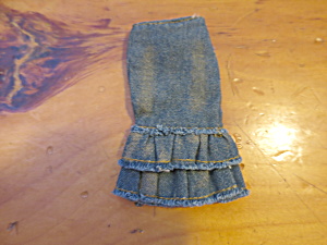 Vintage Barbie Doll Jean Skirt With Double Ruffle Trim No Tag