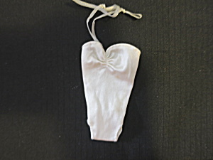 Vintage Barbie Doll White Bathing Suit Gathered Front Neck Tie
