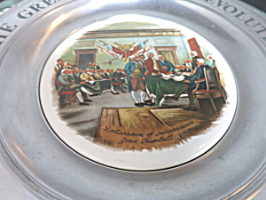 Great American Revolution Bicentennial Pewter Plate Declaration