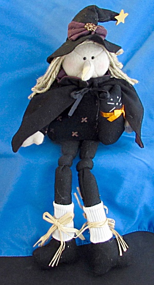 Spooky Hollow Starry Witch Shelf Sitter Cloth Doll