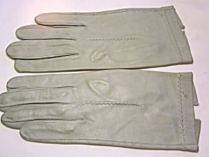 Vintage Ladies Gloves Grey Leather