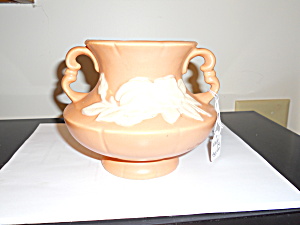 Weller Pottery Floral Peach Vase Two Handles