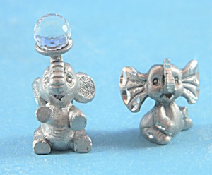 Elephant Pair Spoontiques Pewter Miniature
