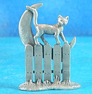 Cat On The Moon Pewter Image Miniature