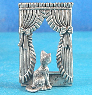 Cat In A Window Pewter Image Miniature