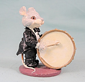 Enesco Painted Pewter Mouse With Drum