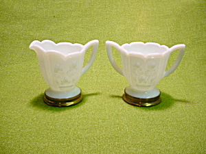 Imperial Milk Glass Rose Cream & Sugar Set