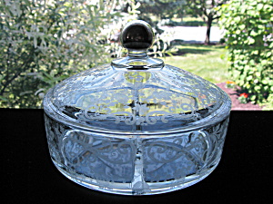 Cambridge Glass Chantilly Candy Box With Sterling Knob