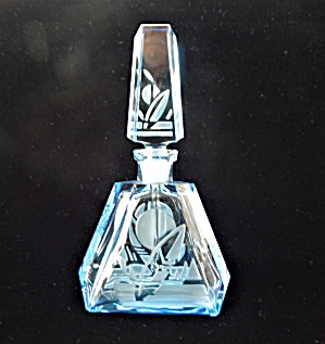 Vintage Blue Art Deco Czechoslovakia Perfume Bottle