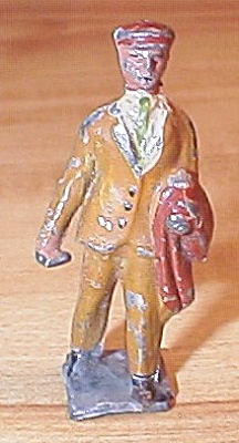 Collectible Old France Lead Toy Train Figure Man Walking Carrying