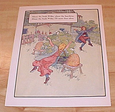 Bush & Bee Hive, Little Tommy Tittlemouse 1915 Mother Goose Print