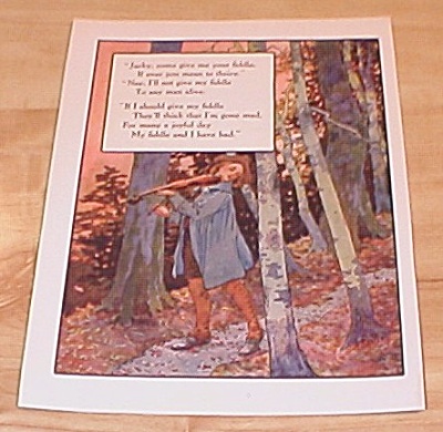 Jacky Fiddle & King Arthur 1915 Mother Goose Book Print Volland Ed.