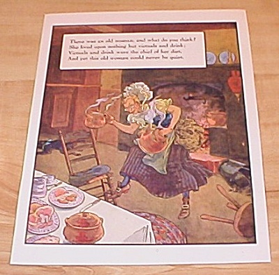 Old Woman Victuals & News Of Day 1915 Mother Goose Book Print Volland