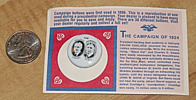 Reproduction 1924 Coolidge Presidential Election Campaign Pin