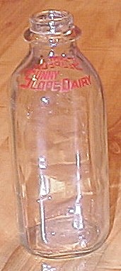 Vintage 1950s Quart Glass Milk Bottle, Sunny Slope Dairy