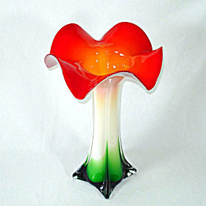 Italian Art Glass Flower Form Tall Vase