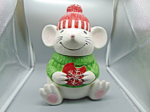 Homeworx Christmas Mouse Cookie Jar Mint