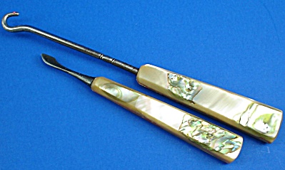 Vintage Shell Handle Buttonhook And Nail Cleaner