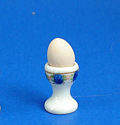 Dollhouse Miniature Porcelain Egg Cup With Egg