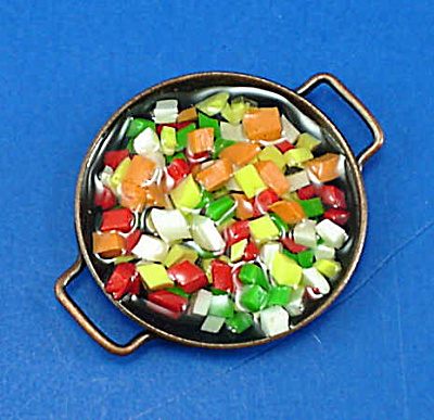 Dollhouse Miniature Stir Fry Vegetables In Pan