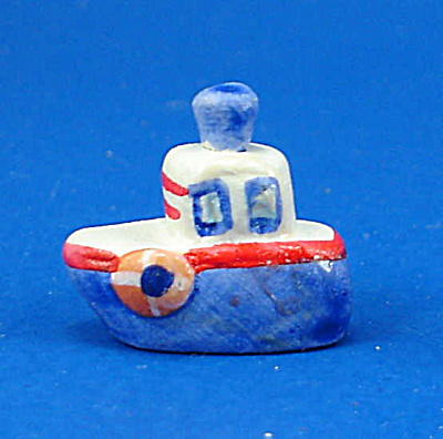 Dollhouse Miniature Hand Painted Ceramic Boat