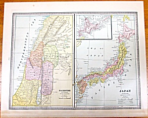 Antique Map Japan Palestine Holy Land Crams 1883