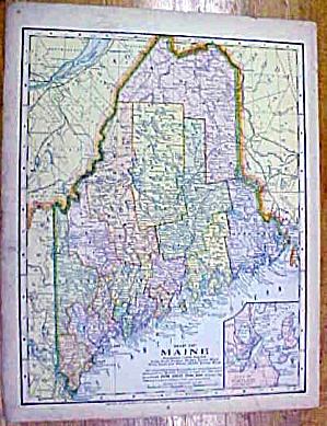 Antique Map Maine/south America 1902