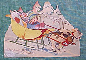 Valentines Card Germany Sleigh Fold Out