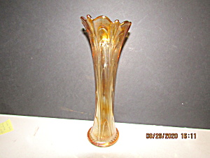 Vintage Orange Amber Eight Petal Flower Vase