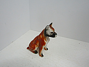 Vintage Sitting Porcelain Boxer Dog Figurine
