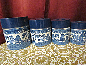 Vintage Blue Willow Stacking Canister Set