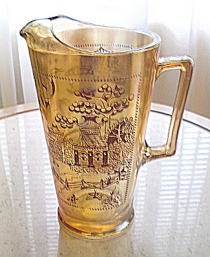 Carnival Glass Pitcher Marigold Willow Pattern 1940