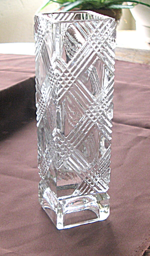 Avon Art Deco Clear Crystal Glass Vase By Fostoria