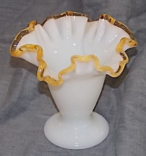 Fenton Gold Crest Double Crimped Vase