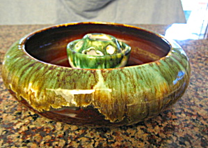 Vintage Drip Glaze Vase & Flower Frog