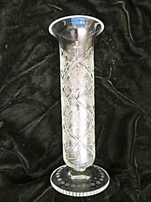 Vintage Etched Glass Bud Vase