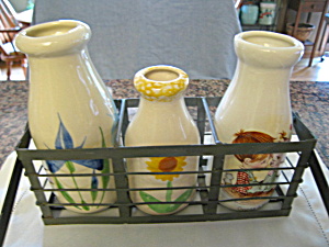 Ceramic Milk Bottles W/rack